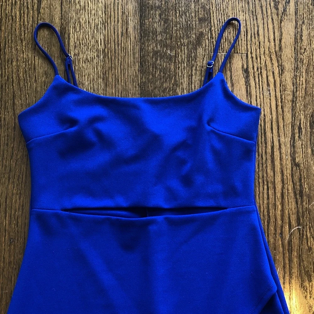 Lulus Royal Blue Asymmetrical Stretch Cut-Out Bodycon Mini Dress
